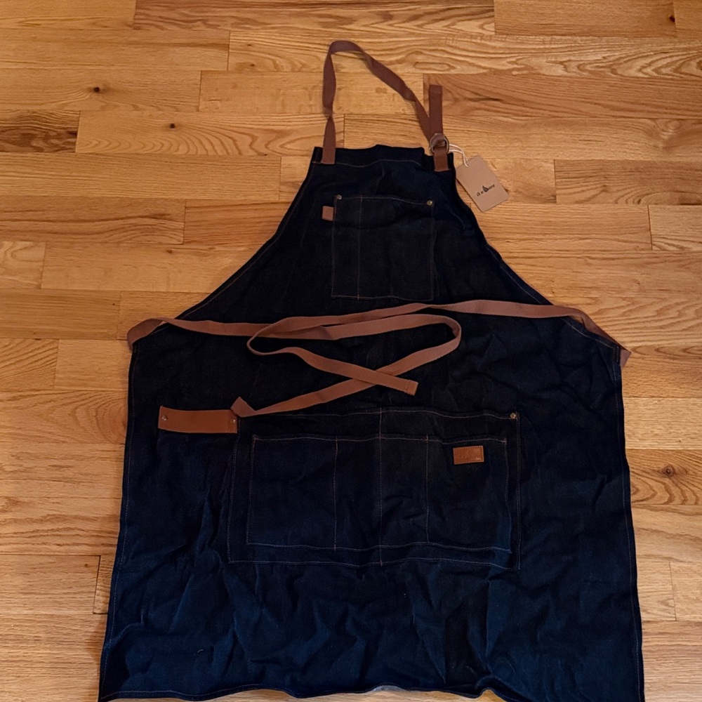 Black Apron with Brown Straps